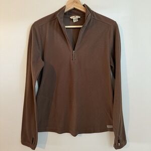 Women's Woolrich Quarter Zip Fleece Pullover Brown Size Medium